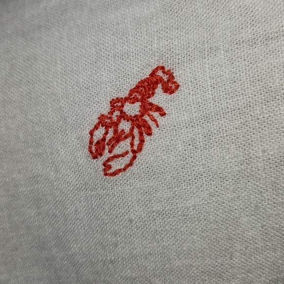 NWT C&C California White Linen Blend Blouse Colorful Embroidered Beach Accents - Picture 4 of 14